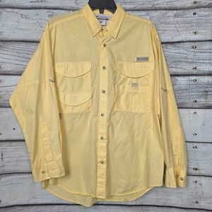 Columbia PFG Long Sleeve Fishing Shirt Yellow Mens S